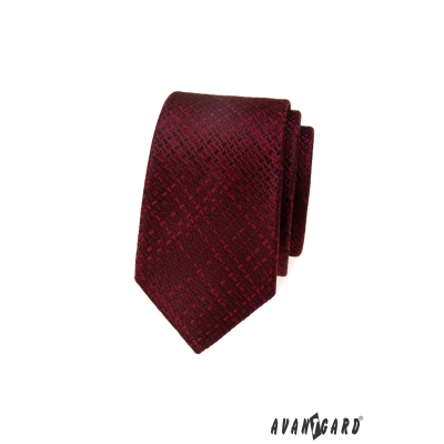 Тясна вратовръзка с текстура в бордо