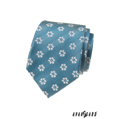 Светло синя вратовръзка с флорален десен