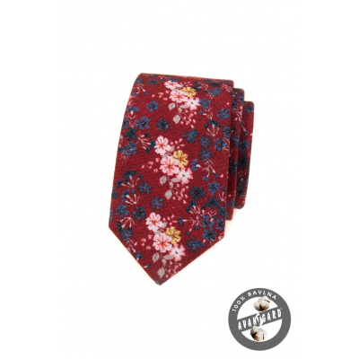 Тухлена червена вратовръзка с цветя