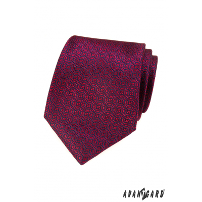 Червена вратовръзка с тъмносин мотив
