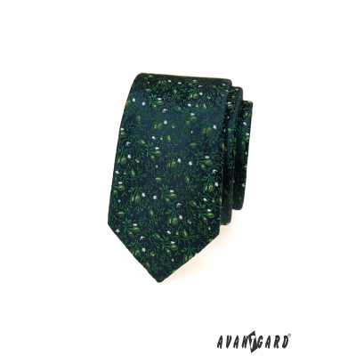 Зелена флорална вратовръзка