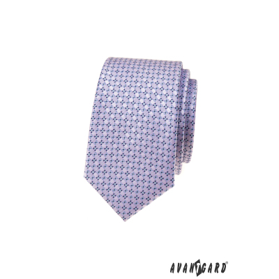 Тясна вратовръзка с лилав десен
