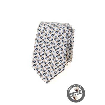 Памучна тясна вратовръзка с десен
