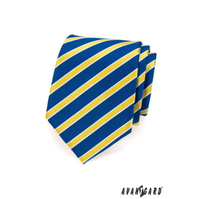 Синя вратовръзка с жълти райета