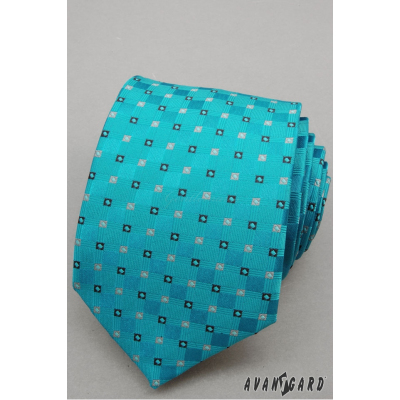 Тюркоазена вратовръзка с малки кубчета