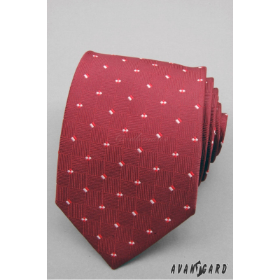Червена мъжка вратовръзка с малки квадратчета