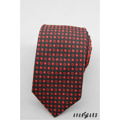 Тясна черна вратовръзка на червени точки