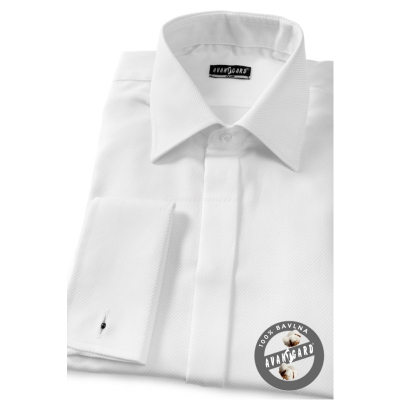 Slim Fit риза за копчета за ръкавели, бяла