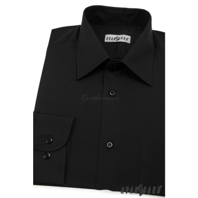 Мъжка риза KLASIC с дълъг ръкав, черна