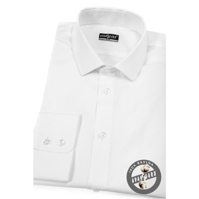 Мъжка риза Slim Fit памучна бяла