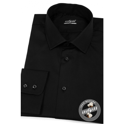 Черна мъжка памучна риза Slim Fit