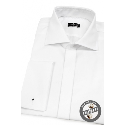 Риза за копчета за ръкавели, мек памук Бяла