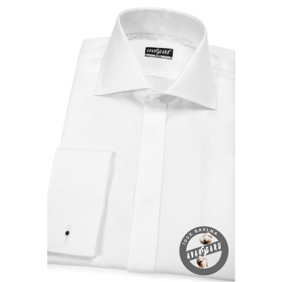 Slim Fit риза с покрити копчета, бяла 100% памук