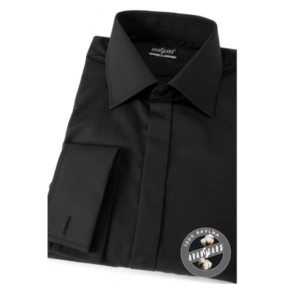Черна Slim Fit риза с покрити копчета
