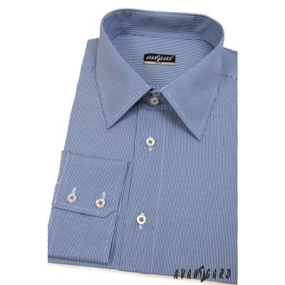 Мъжка Slim Fit риза със сини и бели райета