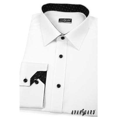Мъжка риза Slim Fit бяло-черна комбинация