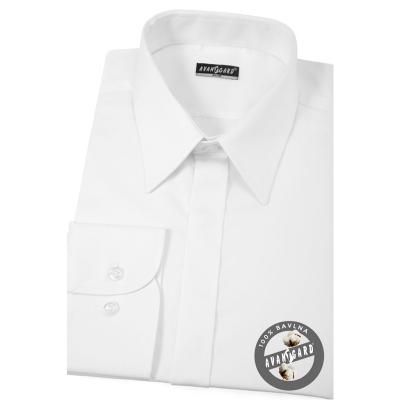 Мъжка бяла риза Slim Fit с гланц EASY CARE