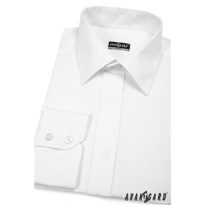 Бяла Slim Fit риза с елегантни покрити копчета