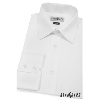 Мъжка риза Slim Fit с дълги ръкави Бяла