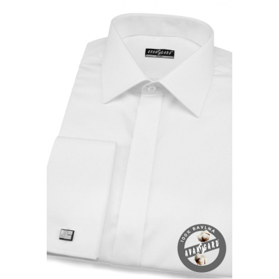 Бяла риза Slim Fit гладка с блясък
