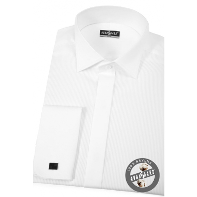 Бяла Slim риза смокинг с двоен маншет