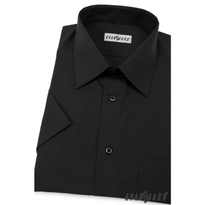 Мъжка риза с къс ръкав V23-Черна