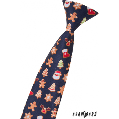 Детска вратовръзка с коледен десен 44см
