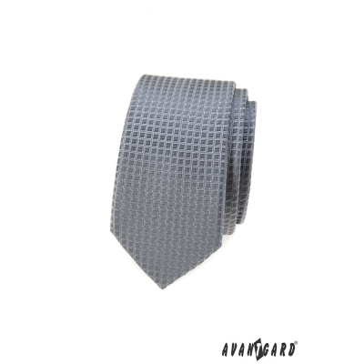 Сива тясна вратовръзка с шарен десен