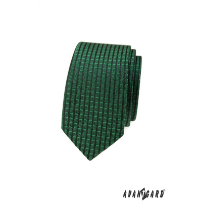 Зелена тясна вратовръзка с кариран 3D модел