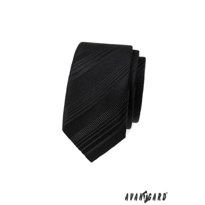 Черна тясна вратовръзка с различни райета
