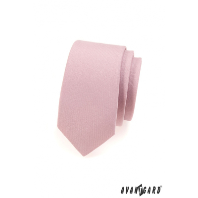 Тясна пудра матова розова вратовръзка