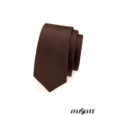 Монохромна кафява матирана тясна вратовръзка