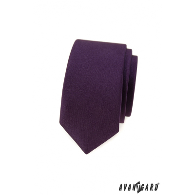 Лилава тясна вратовръзка с матово покритие