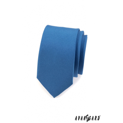 Тясна едноцветна вратовръзка Синя мат