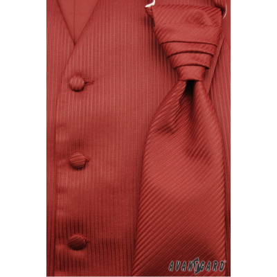 Мъжка жилетка с вратовръзка, структурирана в цвят бордо