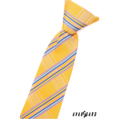 Жълта вратовръзка за момче със сини райета