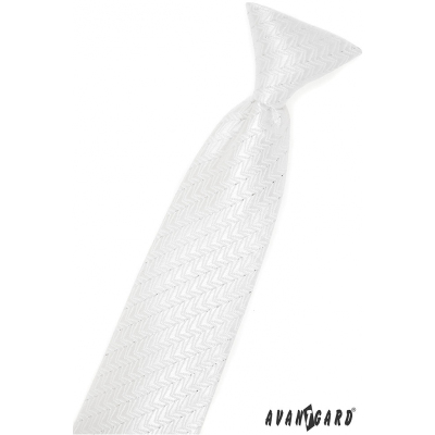 Бяла момчешка вратовръзка с лъскава шарка