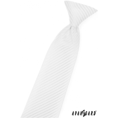 Бяла момчешка вратовръзка с лъскава ивица