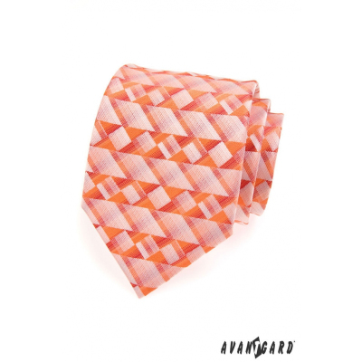 Мъжка вратовръзка оранжеви геометрични фигури