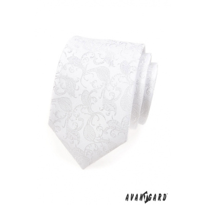 Празнична бяла вратовръзка с шарка