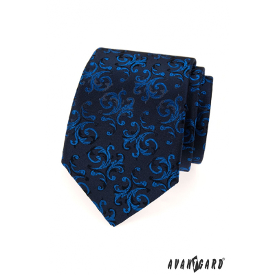 Тъмно синя вратовръзка с лъскава синя шарка