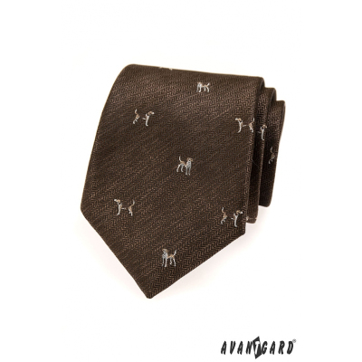 Кафява вратовръзка с кучешки мотив
