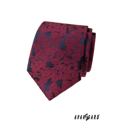 Мъжка вратовръзка с десен в цвят бордо