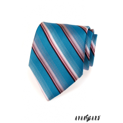 Синя вратовръзка с райета в розово