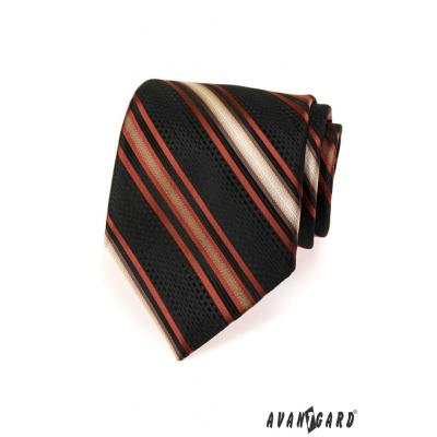 Черна мъжка вратовръзка с оранжеви райета