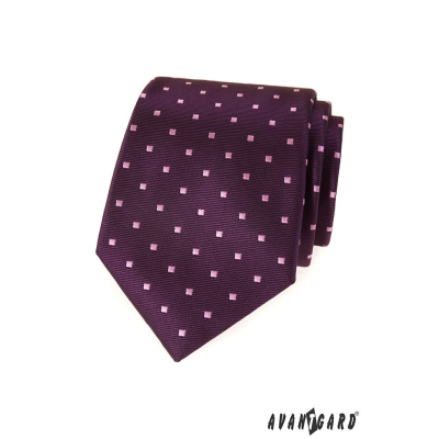 Лилава мъжка вратовръзка с малки квадратчета