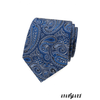 Вратовръзка със синьо-бяла шарка пейсли