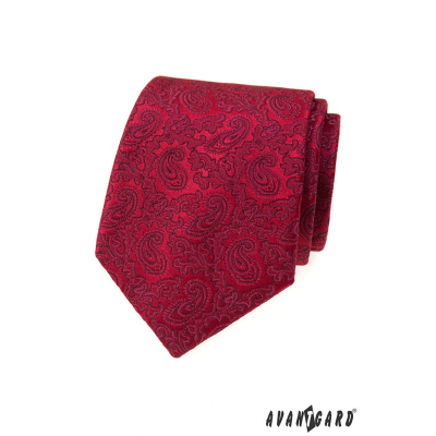Мъжка вратовръзка с мотиви пейсли в бордо