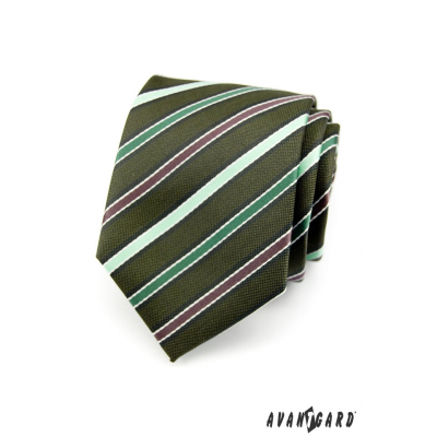 Мъжка вратовръзка - зелена на райета