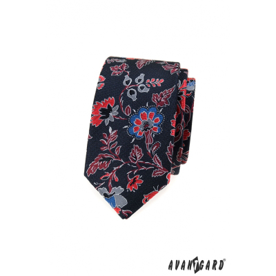 Мъжка тясна вратовръзка с пъстри цветя